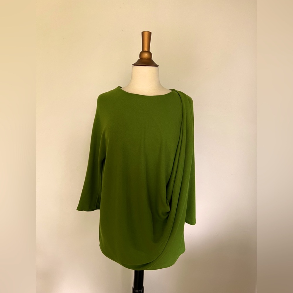 Cos women’s oversized bright green asymmetrical drape sweater 3/4 sleeve size S